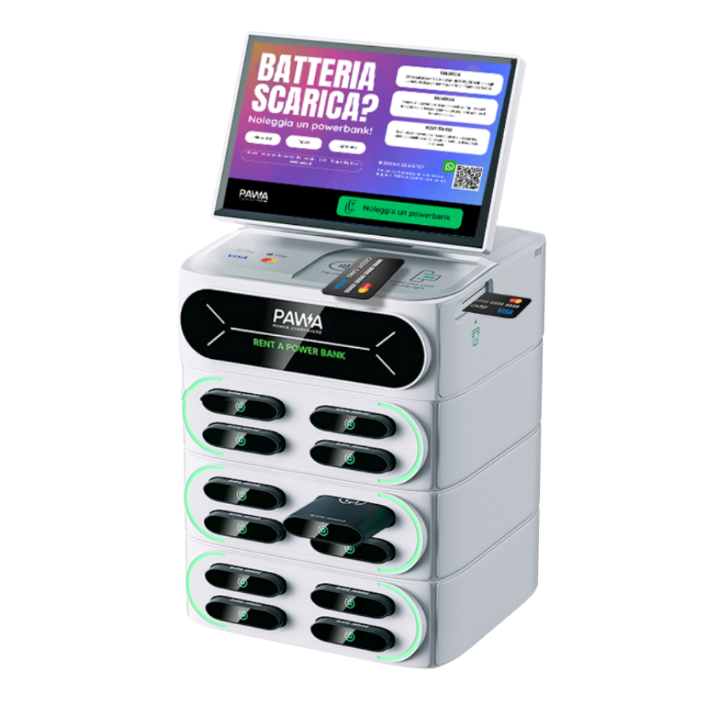 totem di ricarica cellulari powerbank station