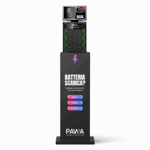 totem ricarica cellulari powerbank station smart black con alzatina