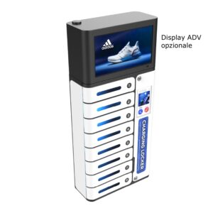 totem ricarica cellulari armadietto MIA con display adv opzionale